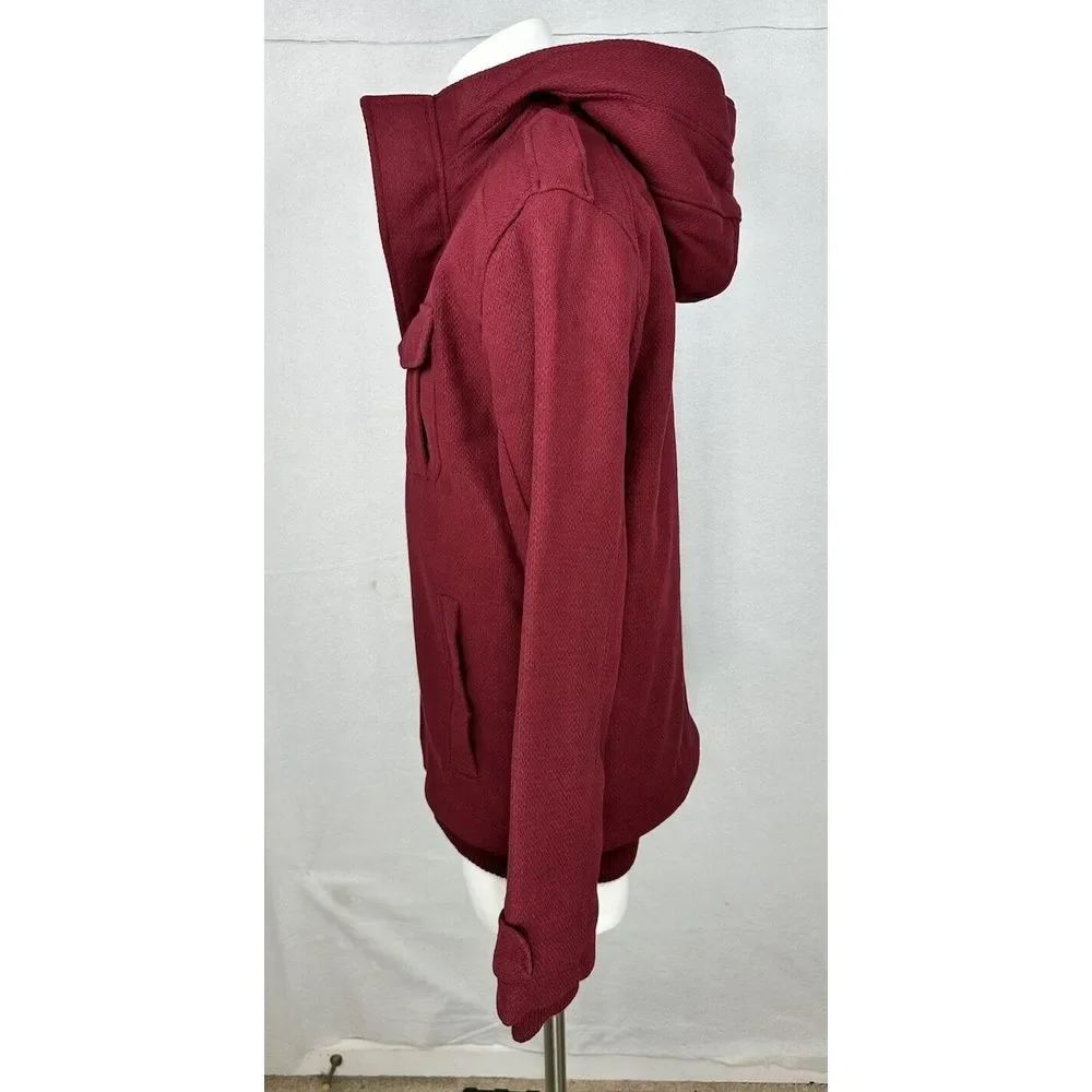 PJ MARK Mens 2XL Insulated‎ Full Zip Snap Hooded Jacket Maroon Vintage Y2K NEW